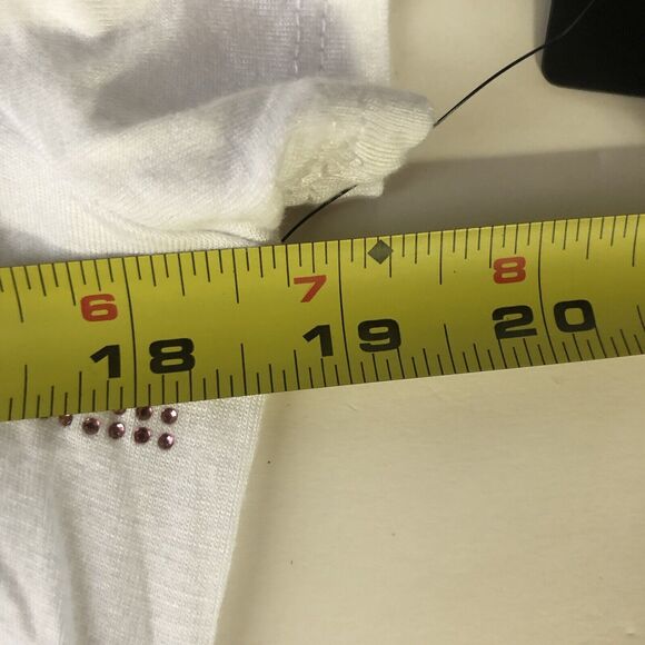 Bebe Sport White With Pink Rhinestones Ruched Tee  Size Medium NWT - Picture 5 of 12